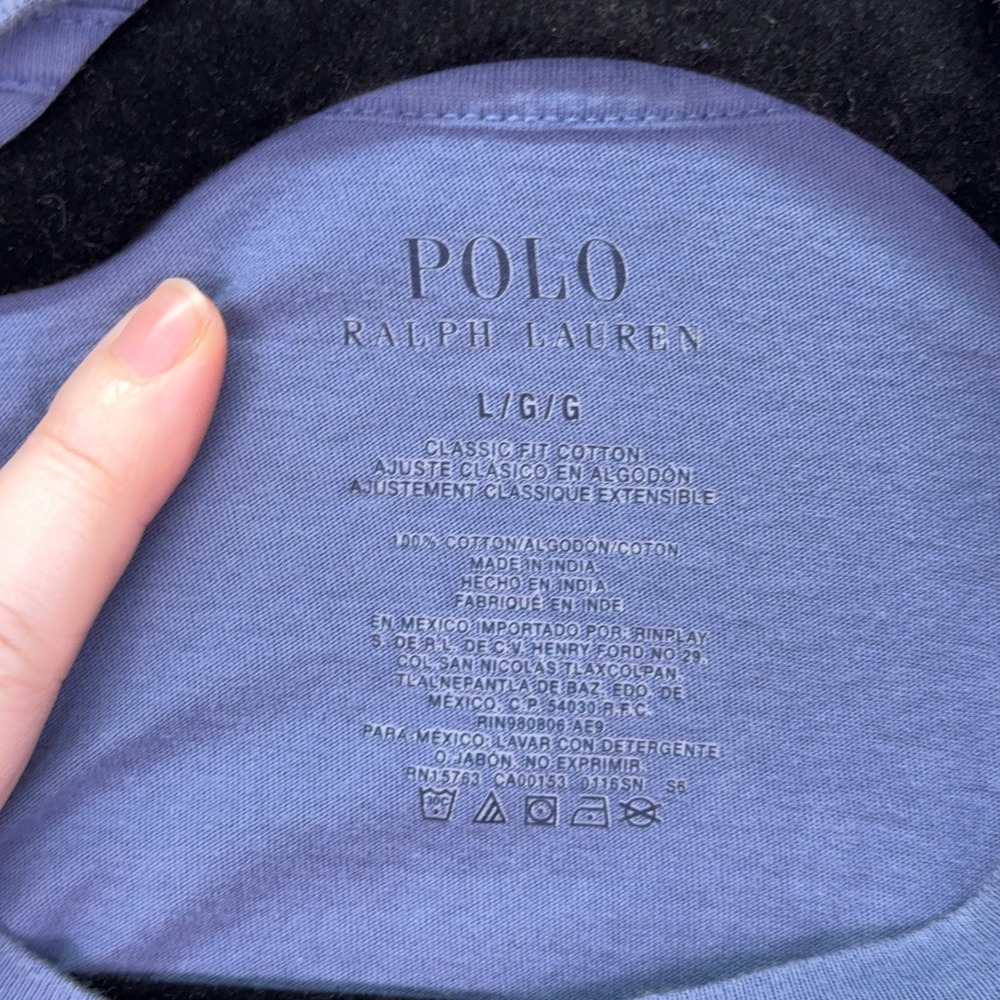 Polo Ralph Lauren Tshirt Mens L Blue Crewneck Preppy Lounge Active Everyday - Picture 3 of 6